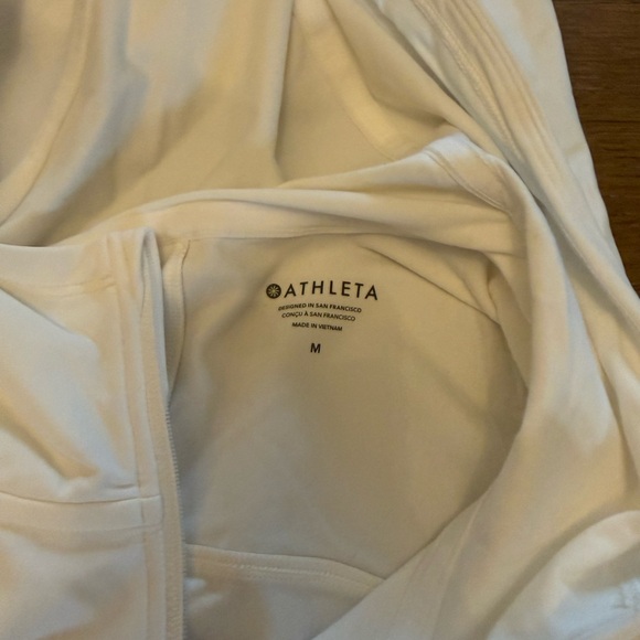 Women's Athleta Summit half zip White Hooded Long-Sleeve - Picture 4 of 6